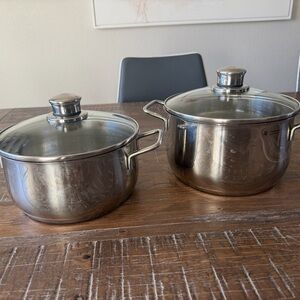 Elegant Silver Cookware Set with Glass Lids